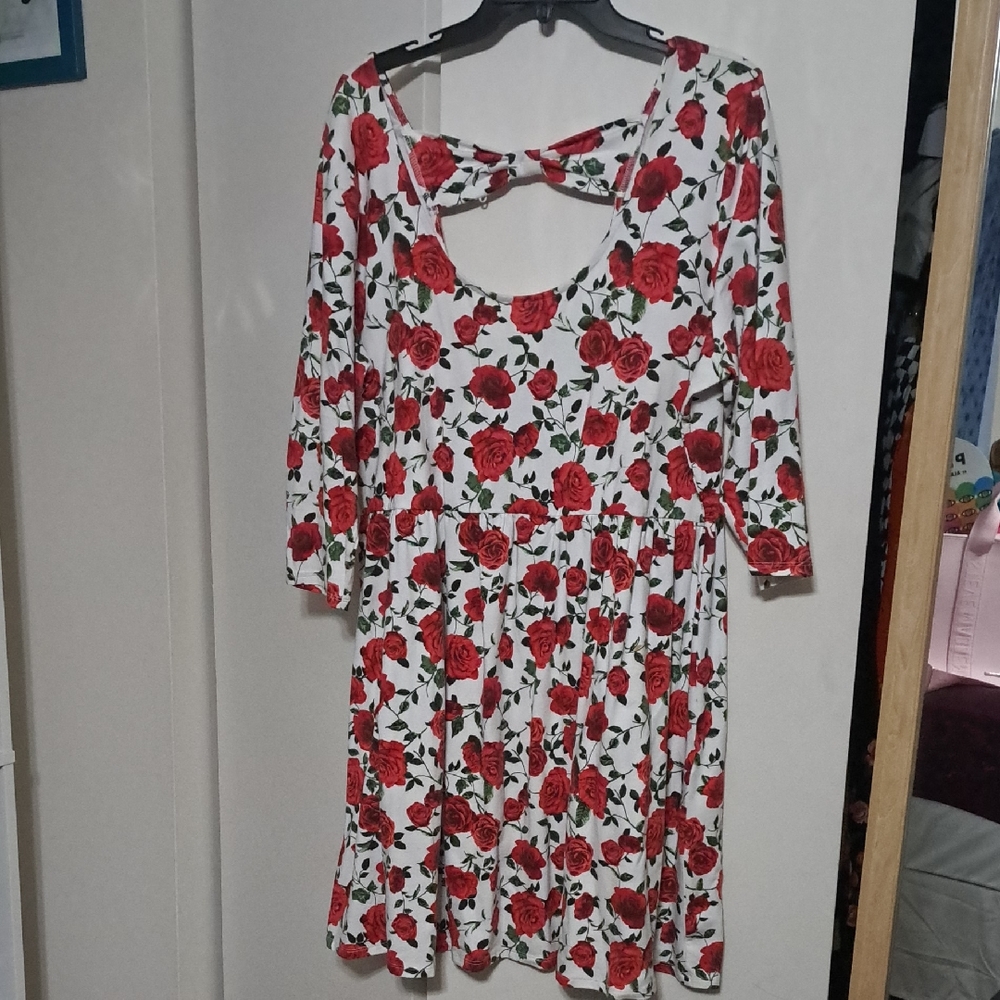 Forever 21 Red and White Sundress with Scoop Neck